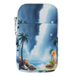 Delicate Watercolor Painting Surreal Oasis Scene With Intense Dramatic Lighting Waist Pouch (Small)