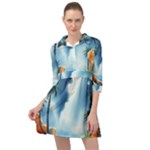 Delicate Watercolor Painting Surreal Oasis Scene With Intense Dramatic Lighting Mini Skater Shirt Dress