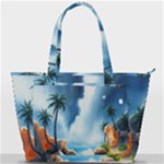 Delicate Watercolor Painting Surreal Oasis Scene With Intense Dramatic Lighting Back Pocket Shoulder Bag 