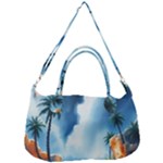 Delicate Watercolor Painting Surreal Oasis Scene With Intense Dramatic Lighting Removable Strap Handbag