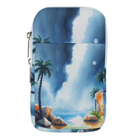 Delicate Watercolor Painting Surreal Oasis Scene With Intense Dramatic Lighting Waist Pouch (Large) from ArtsNow.com