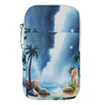 Delicate Watercolor Painting Surreal Oasis Scene With Intense Dramatic Lighting Waist Pouch (Large)