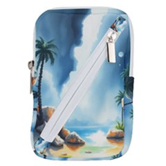 Delicate Watercolor Painting Surreal Oasis Scene With Intense Dramatic Lighting Belt Pouch Bag (Large) from ArtsNow.com