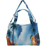 Delicate Watercolor Painting Surreal Oasis Scene With Intense Dramatic Lighting Double Compartment Shoulder Bag