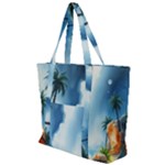 Delicate Watercolor Painting Surreal Oasis Scene With Intense Dramatic Lighting Zip Up Canvas Bag