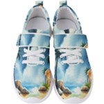 Delicate Watercolor Painting Surreal Oasis Scene With Intense Dramatic Lighting Men s Velcro Strap Shoes