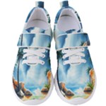 Delicate Watercolor Painting Surreal Oasis Scene With Intense Dramatic Lighting Women s Velcro Strap Shoes