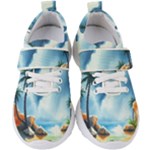 Delicate Watercolor Painting Surreal Oasis Scene With Intense Dramatic Lighting Kids  Velcro Strap Shoes