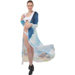 Delicate Watercolor Painting Surreal Oasis Scene With Intense Dramatic Lighting Maxi Chiffon Beach Wrap