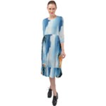 Delicate Watercolor Painting Surreal Oasis Scene With Intense Dramatic Lighting Ruffle End Midi Chiffon Dress