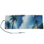 Delicate Watercolor Painting Surreal Oasis Scene With Intense Dramatic Lighting Roll Up Canvas Pencil Holder (S)