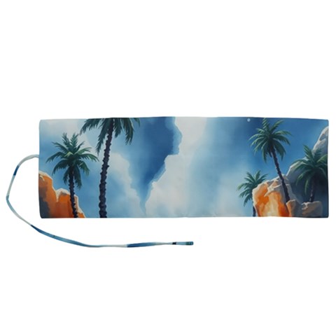 Delicate Watercolor Painting Surreal Oasis Scene With Intense Dramatic Lighting Roll Up Canvas Pencil Holder (M) from ArtsNow.com