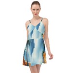 Delicate Watercolor Painting Surreal Oasis Scene With Intense Dramatic Lighting Summer Time Chiffon Dress