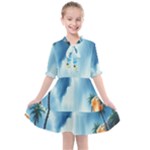 Delicate Watercolor Painting Surreal Oasis Scene With Intense Dramatic Lighting Kids  All Frills Chiffon Dress