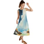 Delicate Watercolor Painting Surreal Oasis Scene With Intense Dramatic Lighting Summer Maxi Dress