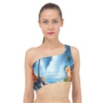 Delicate Watercolor Painting Surreal Oasis Scene With Intense Dramatic Lighting Spliced Up Bikini Top 