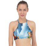 Delicate Watercolor Painting Surreal Oasis Scene With Intense Dramatic Lighting Halter Bikini Top