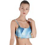 Delicate Watercolor Painting Surreal Oasis Scene With Intense Dramatic Lighting Layered Top Bikini Top 