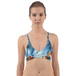 Delicate Watercolor Painting Surreal Oasis Scene With Intense Dramatic Lighting Wrap Around Bikini Top