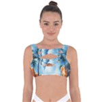 Delicate Watercolor Painting Surreal Oasis Scene With Intense Dramatic Lighting Bandaged Up Bikini Top