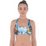 Delicate Watercolor Painting Surreal Oasis Scene With Intense Dramatic Lighting Cross Back Hipster Bikini Top 