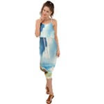 Delicate Watercolor Painting Surreal Oasis Scene With Intense Dramatic Lighting Waist Tie Cover Up Chiffon Dress