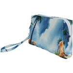 Delicate Watercolor Painting Surreal Oasis Scene With Intense Dramatic Lighting Wristlet Pouch Bag (Small)