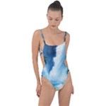 Delicate Watercolor Painting Surreal Oasis Scene With Intense Dramatic Lighting Tie Strap One Piece Swimsuit