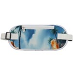 Delicate Watercolor Painting Surreal Oasis Scene With Intense Dramatic Lighting Rounded Waist Pouch