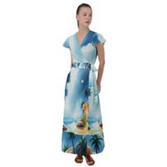 Flutter Sleeve Maxi Dress 