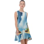 Delicate Watercolor Painting Surreal Oasis Scene With Intense Dramatic Lighting Frill Swing Dress