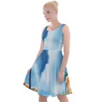 Delicate Watercolor Painting Surreal Oasis Scene With Intense Dramatic Lighting Knee Length Skater Dress