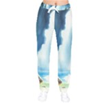 Delicate Watercolor Painting Surreal Oasis Scene With Intense Dramatic Lighting Women Velvet Drawstring Pants