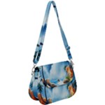 Delicate Watercolor Painting Surreal Oasis Scene With Intense Dramatic Lighting Saddle Handbag