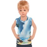 Delicate Watercolor Painting Surreal Oasis Scene With Intense Dramatic Lighting Kids  Sport Tank Top