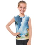 Delicate Watercolor Painting Surreal Oasis Scene With Intense Dramatic Lighting Kids  Mesh Tank Top