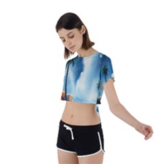 Tie Back Short Sleeve Crop T-Shirt 