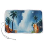 Delicate Watercolor Painting Surreal Oasis Scene With Intense Dramatic Lighting Pen Storage Case (S)