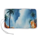 Delicate Watercolor Painting Surreal Oasis Scene With Intense Dramatic Lighting Pen Storage Case (M)