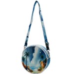 Delicate Watercolor Painting Surreal Oasis Scene With Intense Dramatic Lighting Crossbody Circle Bag