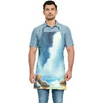 Delicate Watercolor Painting Surreal Oasis Scene With Intense Dramatic Lighting Kitchen Apron