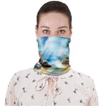 Delicate Watercolor Painting Surreal Oasis Scene With Intense Dramatic Lighting Face Covering Bandana (Adult)