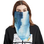 Delicate Watercolor Painting Surreal Oasis Scene With Intense Dramatic Lighting Face Covering Bandana (Triangle)