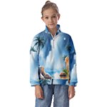 Delicate Watercolor Painting Surreal Oasis Scene With Intense Dramatic Lighting Kids  Half Zip Hoodie