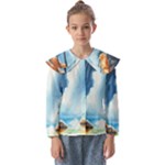 Delicate Watercolor Painting Surreal Oasis Scene With Intense Dramatic Lighting Kids  Peter Pan Collar Blouse