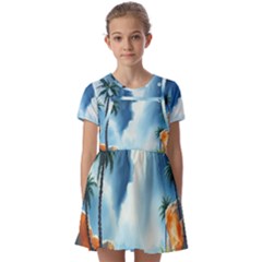 Kids  Short Sleeve Pinafore Style Dress 