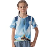 Delicate Watercolor Painting Surreal Oasis Scene With Intense Dramatic Lighting Kids  Cuff Sleeve Scrunch Bottom T-Shirt