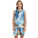 Delicate Watercolor Painting Surreal Oasis Scene With Intense Dramatic Lighting Kids  Basketball Mesh Set