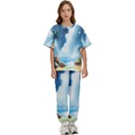 Delicate Watercolor Painting Surreal Oasis Scene With Intense Dramatic Lighting Kids  T-Shirt and Pants Sports Set