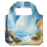 Delicate Watercolor Painting Surreal Oasis Scene With Intense Dramatic Lighting Premium Foldable Grocery Recycle Bag